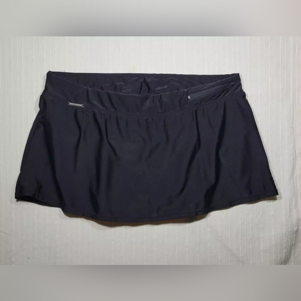 ZeroXposur Swimwear Women Size 12 Swim Skirt Dark Gray Small Zip Pocket at Waist